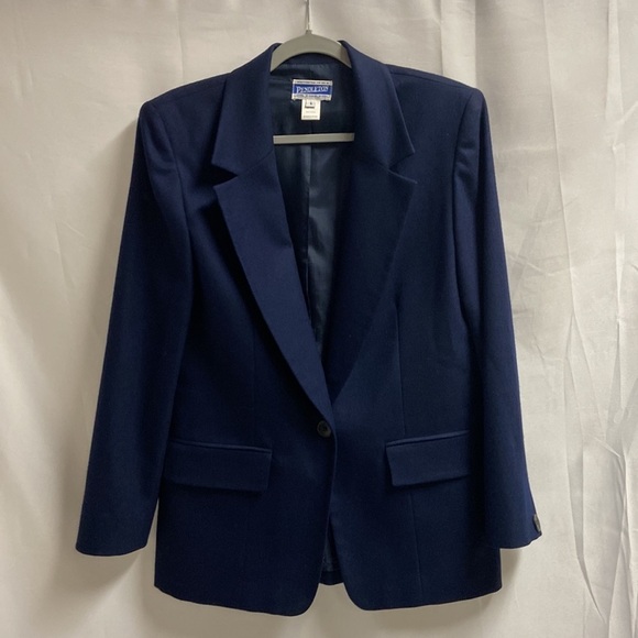 Vintage Pendleton 100% Virgin Wool One Button Blazer Navy Size 6 - Picture 1 of 6